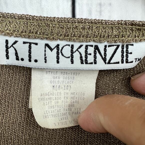 K T McKenzie MEDIUM VINTAGE Brownish Gold Long Sleeve Duster Cardigan Sweater - Picture 5 of 7